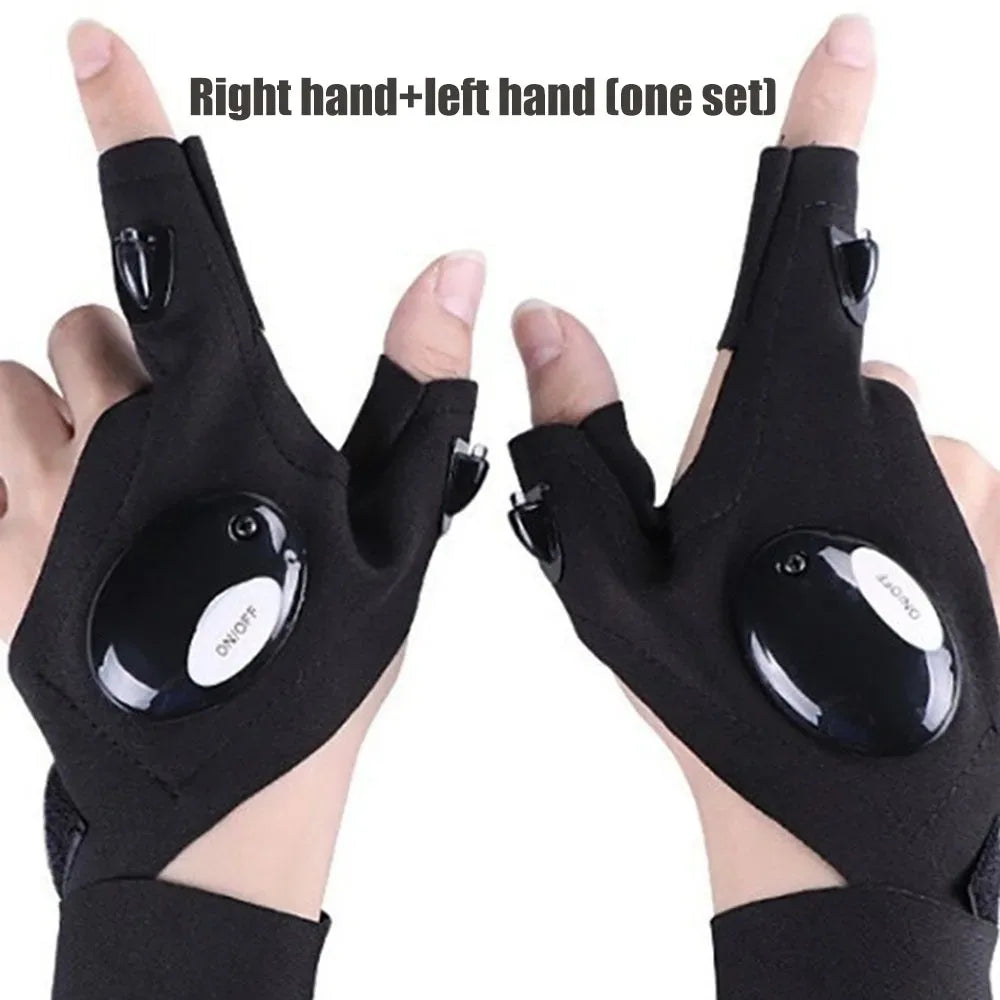 LED Cycling Gloves – Fingerless Gloves with Lights for Fishing, Outdoor & Sports