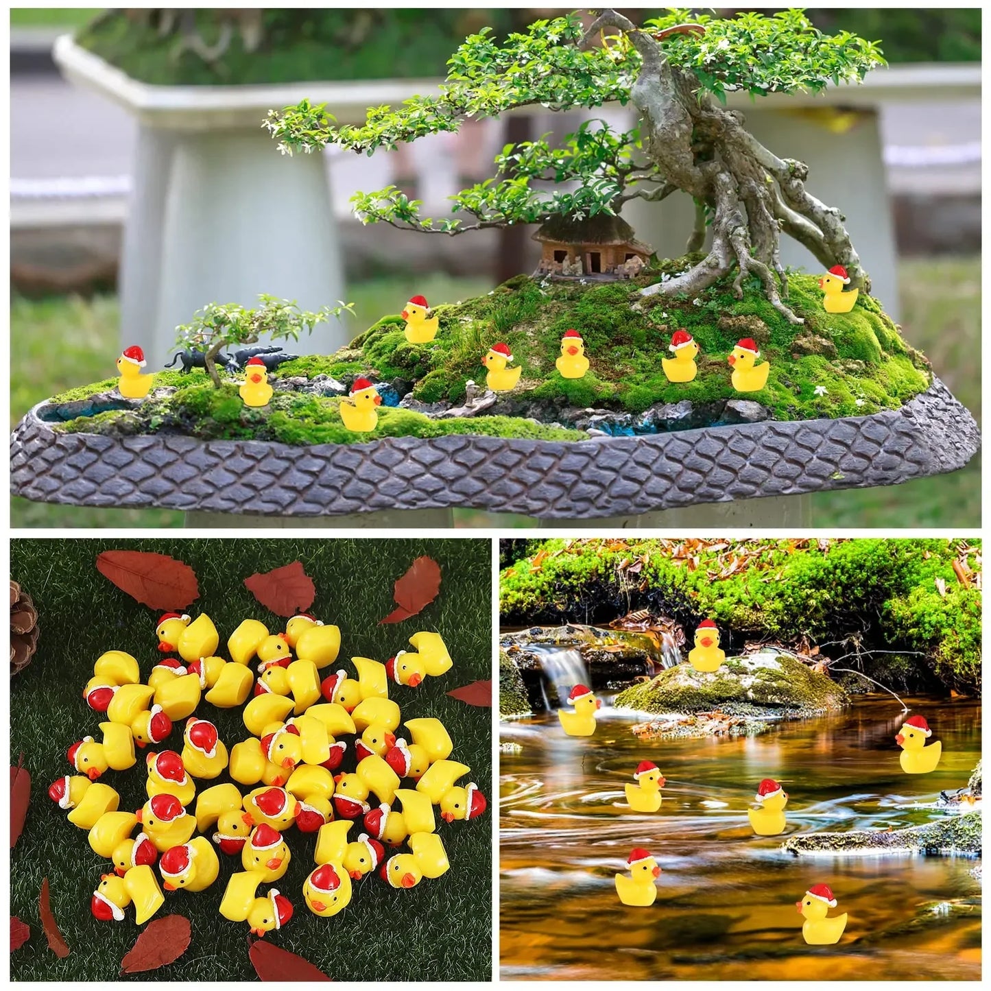 50Pcs Christmas Mini Duck Figurine Animal Ornaments Crafts Gift for Desk Pot Landscape Garden Car Home Decoration Accessories