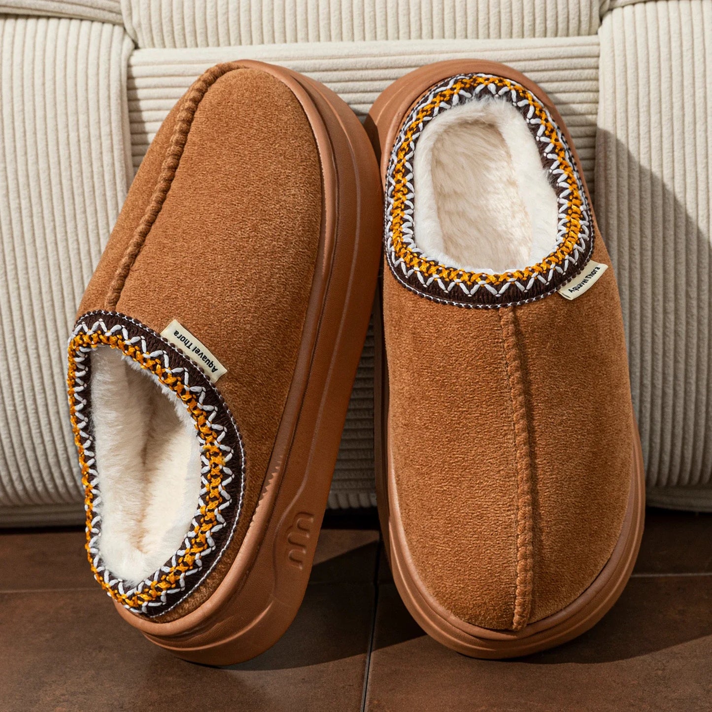 Winter Women's Slippers Boots Fashion Fuzzy Fur Anti-slip Soft Sole Outdoor Indoor Warm Comfort Men Plush Houseshoes Couple