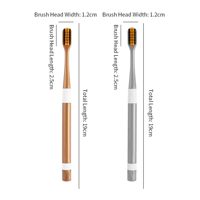 2-Pack Bamboo Charcoal Toothbrush Set – Ultra-Fine Soft Bristles for Deep Cleaning | Couple & Family Adult Toothbrushes for Sensitive Gums