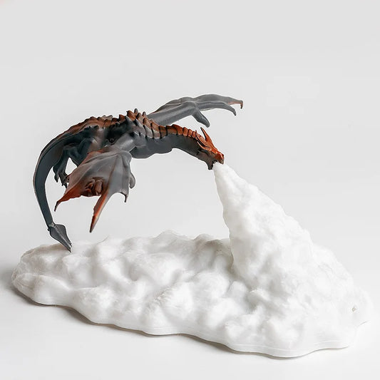 3D Printed Dragon LED Night Light USB Rechargeable Fire Glow Lamp for Kids Bedroom