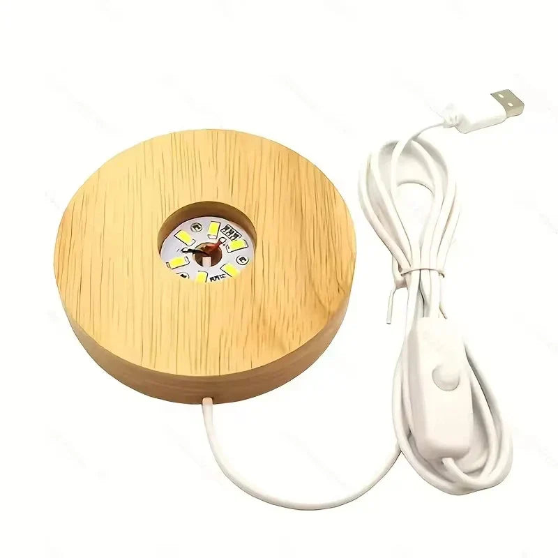 Wood Desktop Decorative Lights Light Base Night Light Wooden Led Usb Display Light Display Stand Lamp Holder Lamp Art Ornament