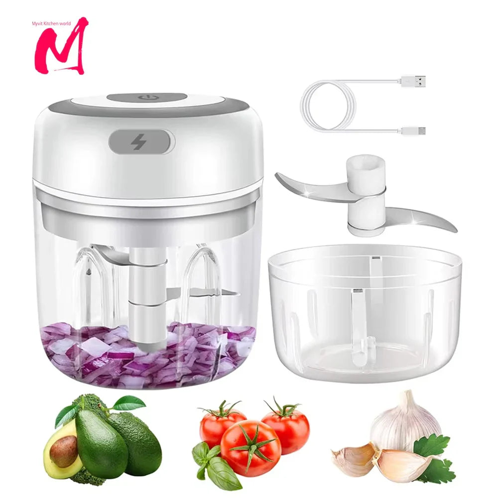 Electric Garlic Mincer 250ML Vegetable Chopper Food Chopper, USB Mini Garlic Mincer, Onion Chopper Portable Small Food Processor