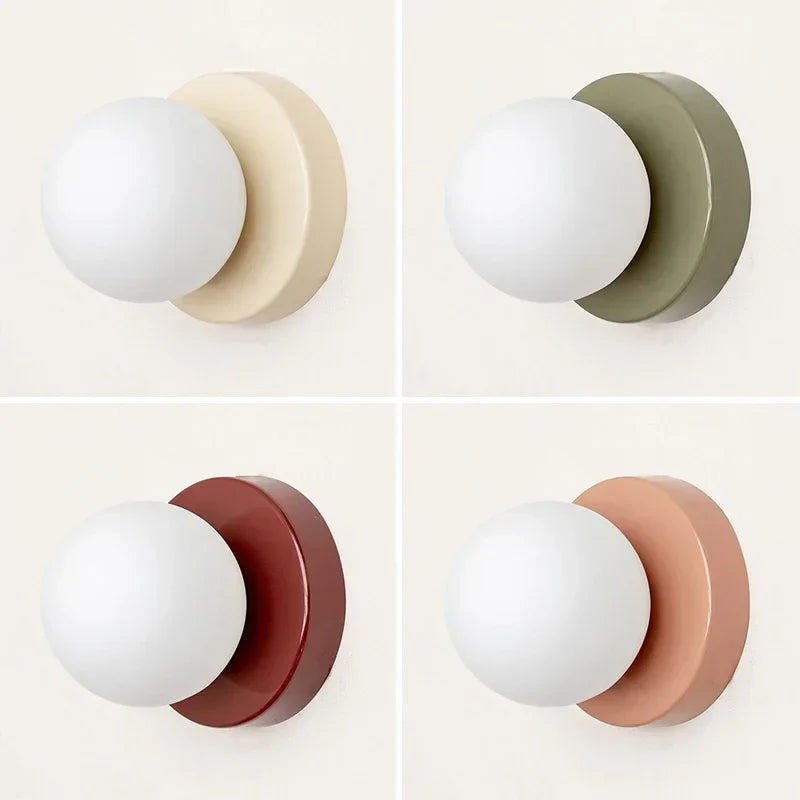Nordic Glass LED Wall Lamp Orb Sconce for Bedroom Hallway Staircase