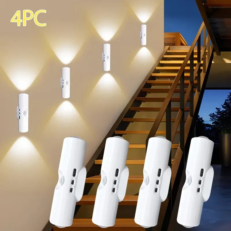 Cat Eye LED Wall Lamp – 2/4PCS Motion Sensor USB Rechargeable Night Light
