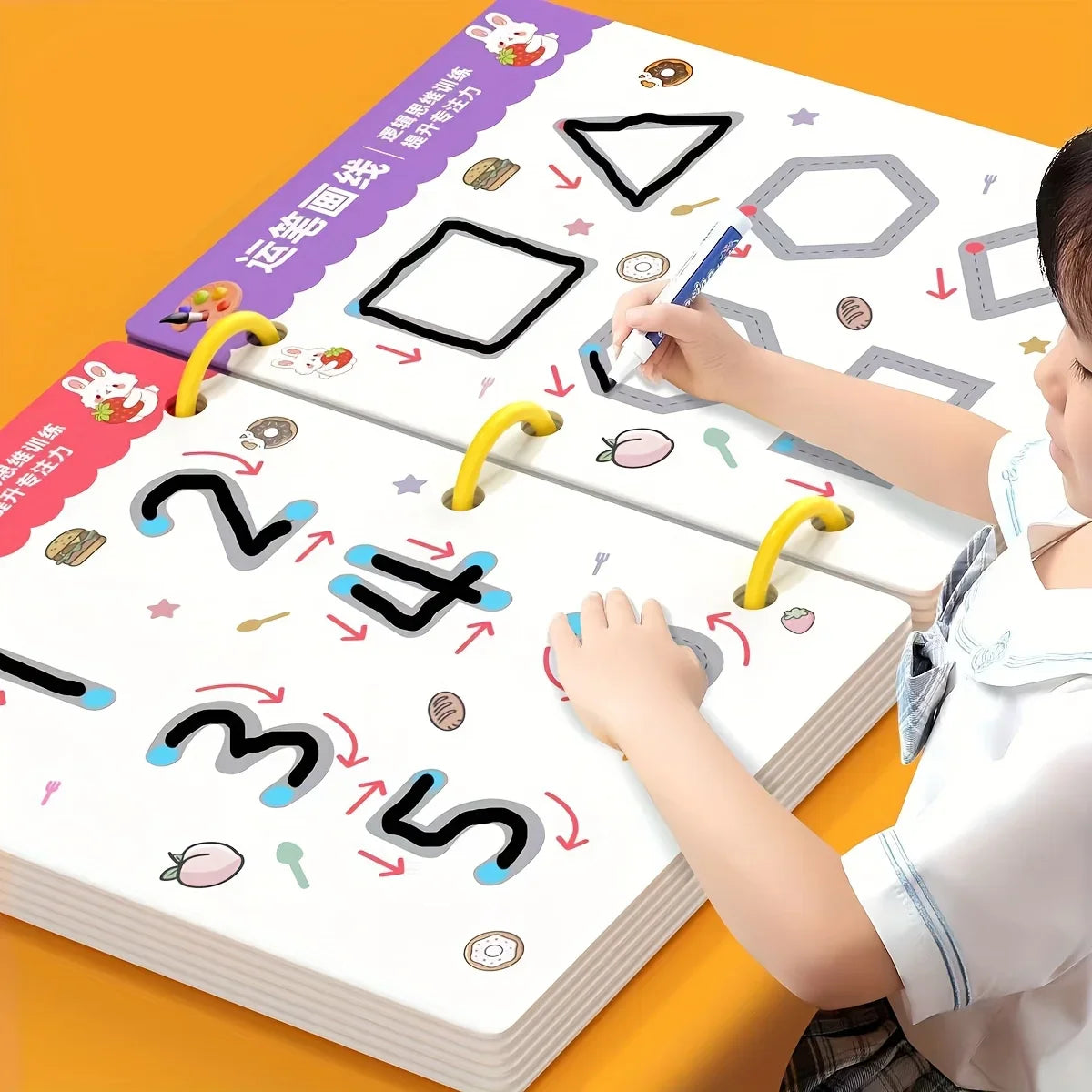 34-Page Children's Reusable Workbook Set with Erasable Pen - Early Learning of Writing and Drawing Skills Development, Educational Books for Pen Control Training, Innovative Learning - Perfect Choice for Christmas and Birthda