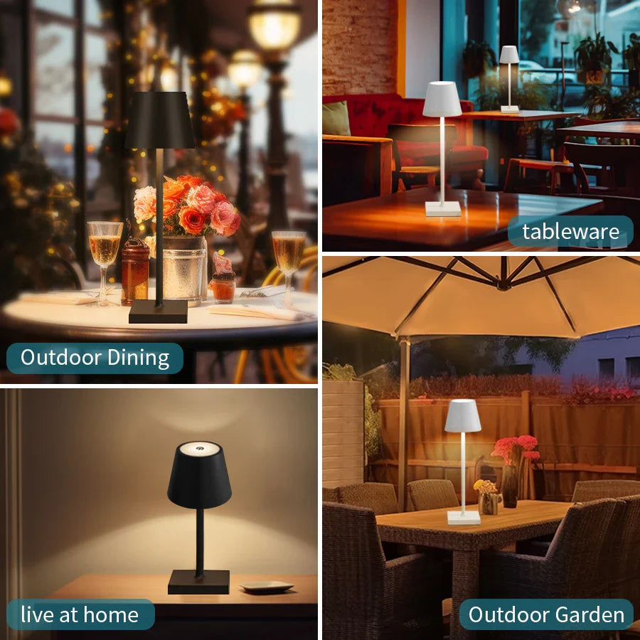 LED Table Lamp 3-Level Dimmable Wireless Touch Desk Lamp USB Rechargeable Night Light