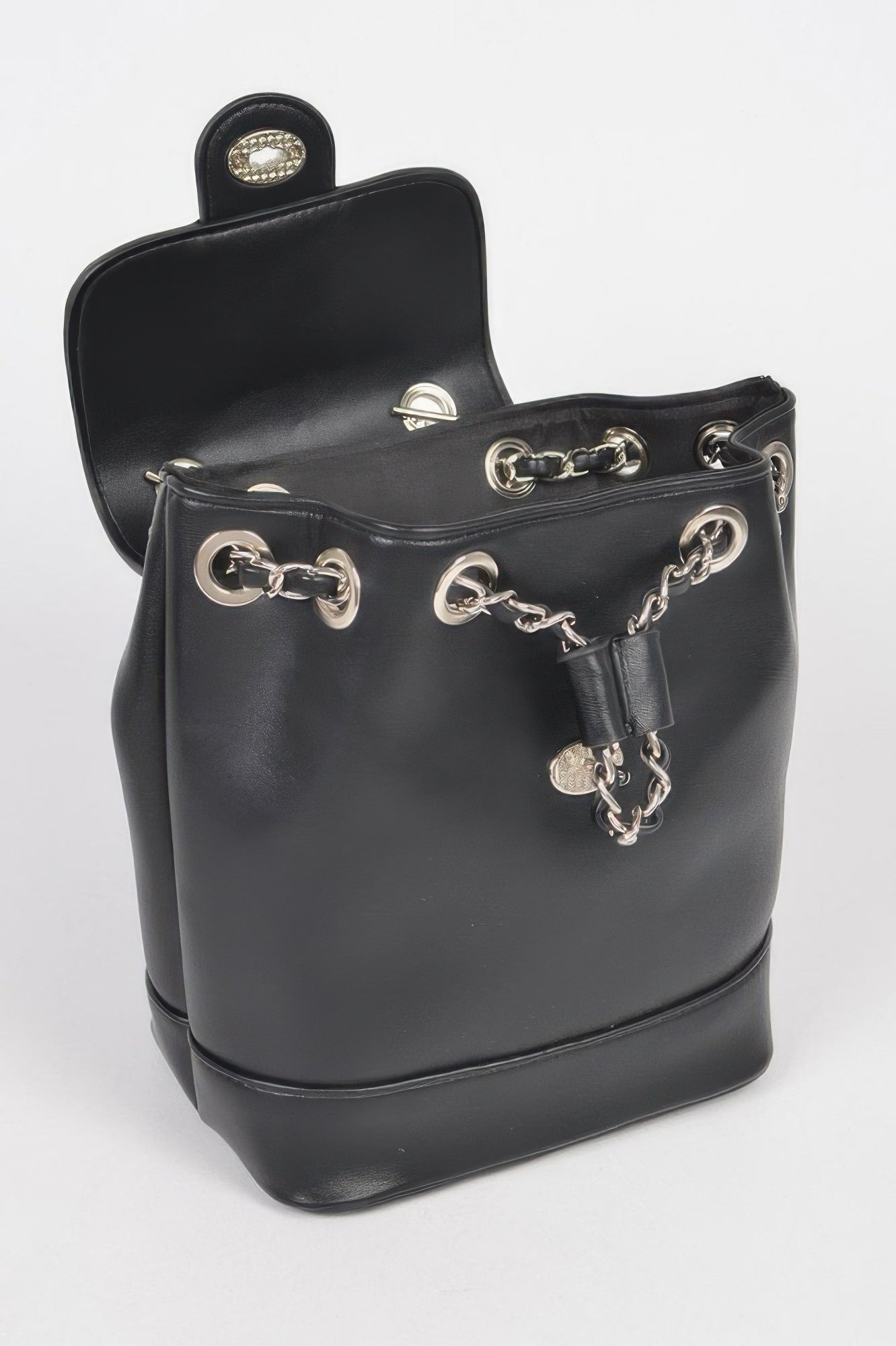 Faux Leather Flap Backpack