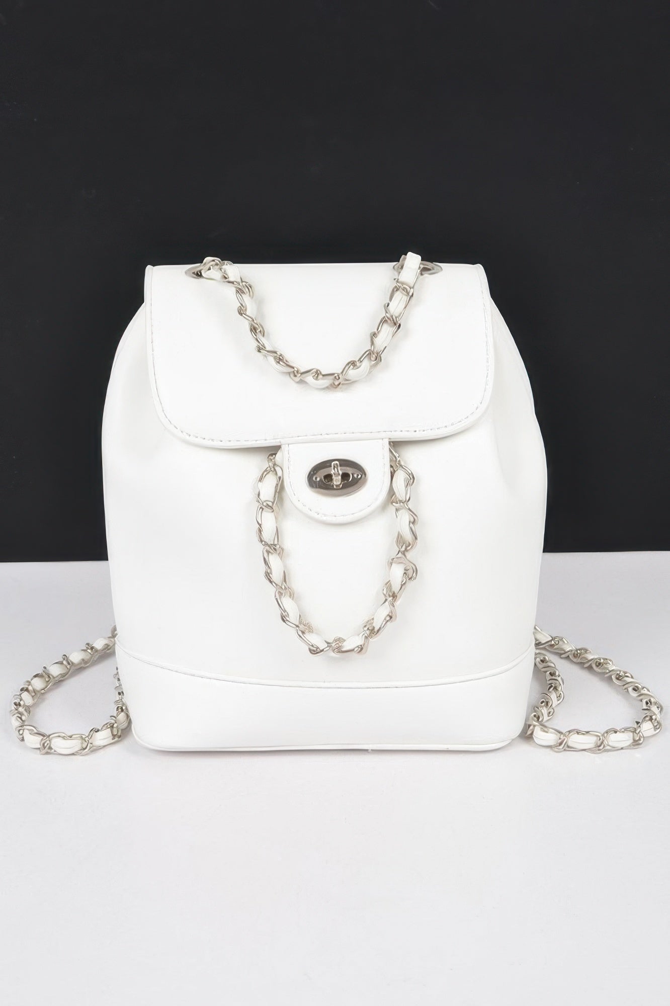 Faux Leather Flap Backpack