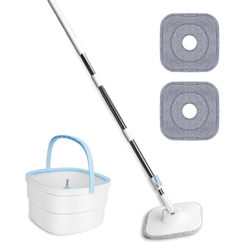 Spin Mop And Bucket With Wringer Set Flat Floor Mop With Clean And
