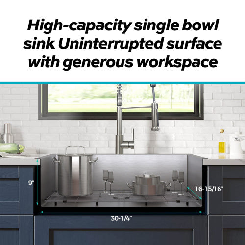 33 Inches  Kitchen Sink - Dual Mounted Undercounter Or Recessed Sink