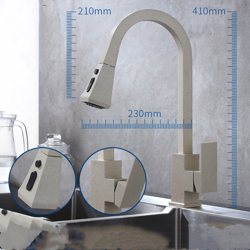 Retractable Black Copper Kitchen Faucet with Sprayer