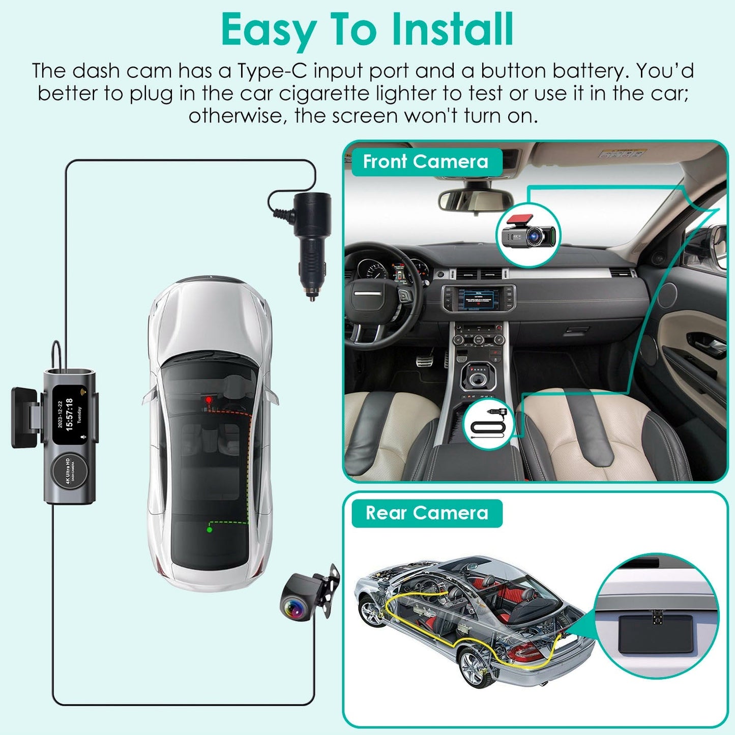 1Pc 4K 1080P Car Dash Cam 2.4GHz WiFi Car Camera Mini Driving Recorder
