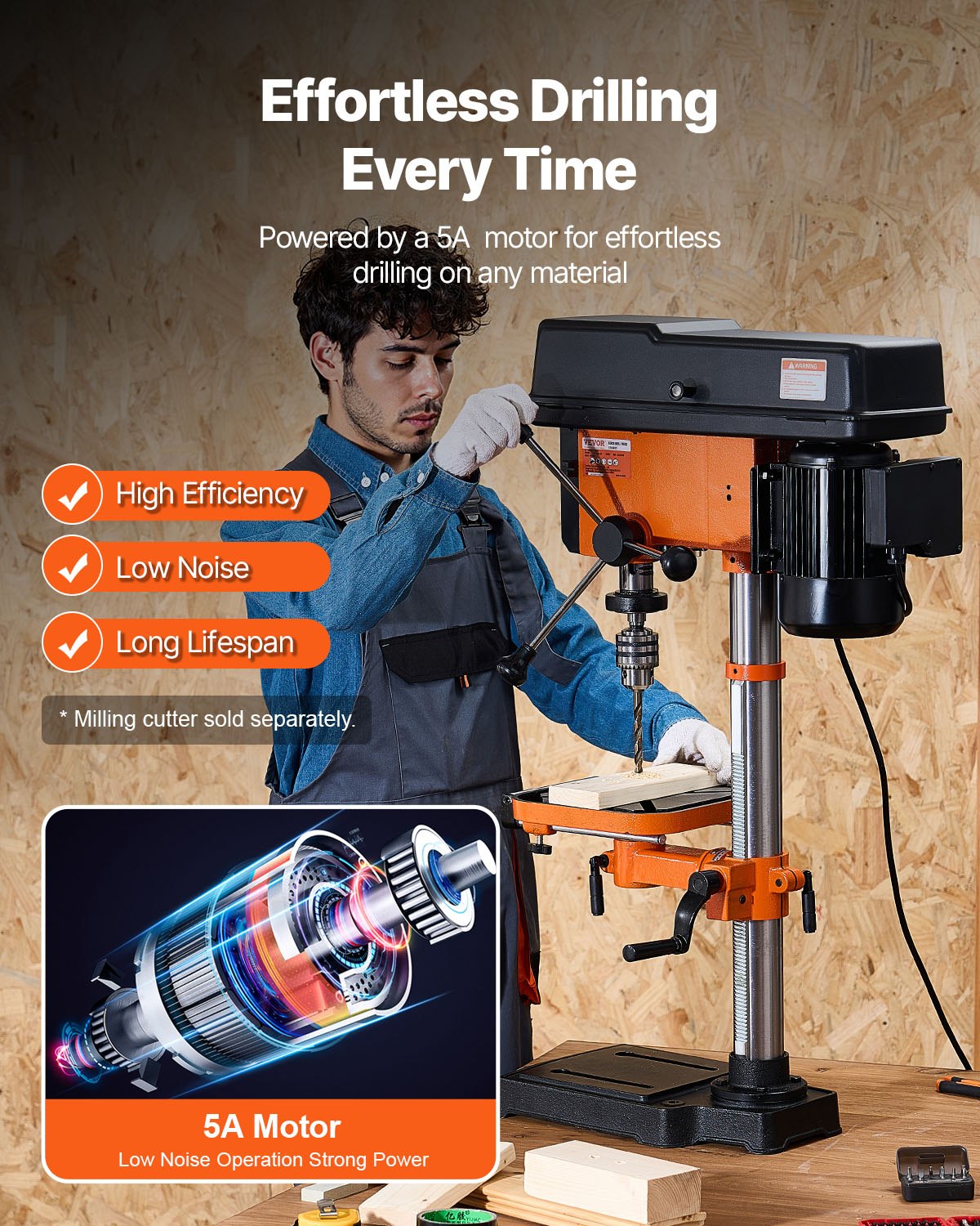 12 In Benchtop Drill Press, 5 Amp 120V, Variable Speed Cast Iron Bench