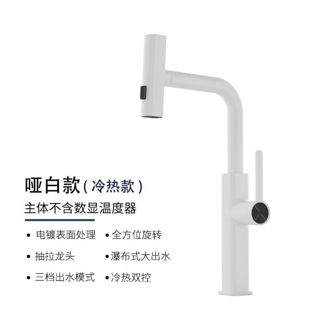 High-End Pull-Down Kitchen Faucet with Rotating Spout