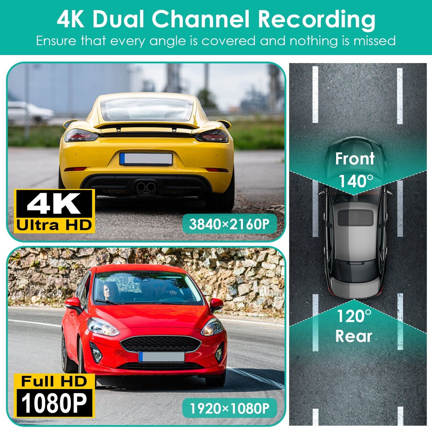 1Pc 4K 1080P Car Dash Cam 2.4GHz WiFi Car Camera Mini Driving Recorder