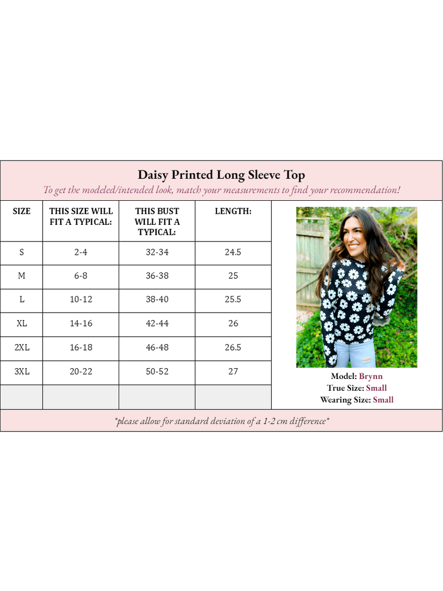Delia Daisy Print Long Sleeve Top