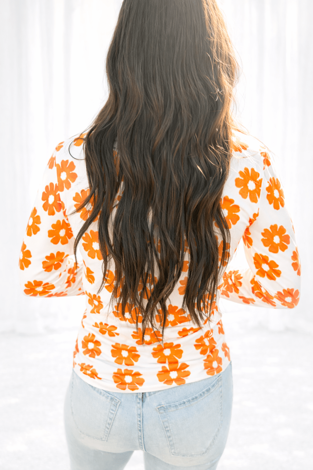 Delia Daisy Print Long Sleeve Top