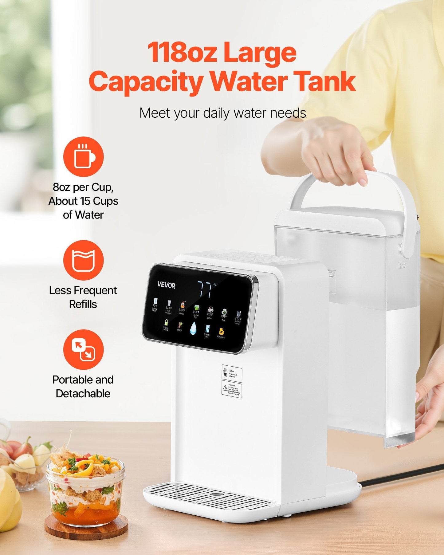 Countertop Instant Hot Water Dispenser With 7 Temps 7 Volumes 118oz