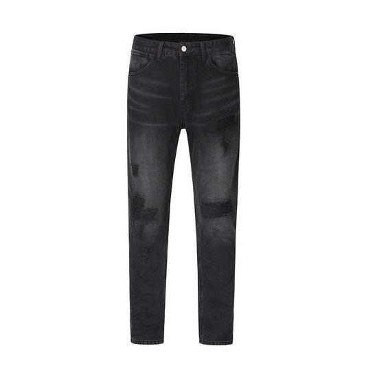Men's Washed Old Torn Jeans