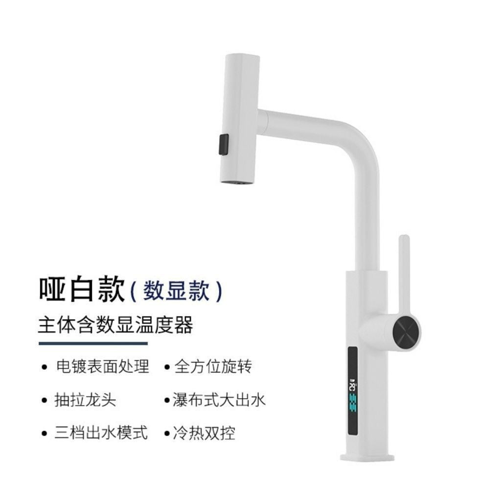 High-End Pull-Down Kitchen Faucet with Rotating Spout