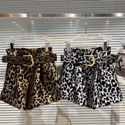 Fashion Leopard Print Suit Hot Pants