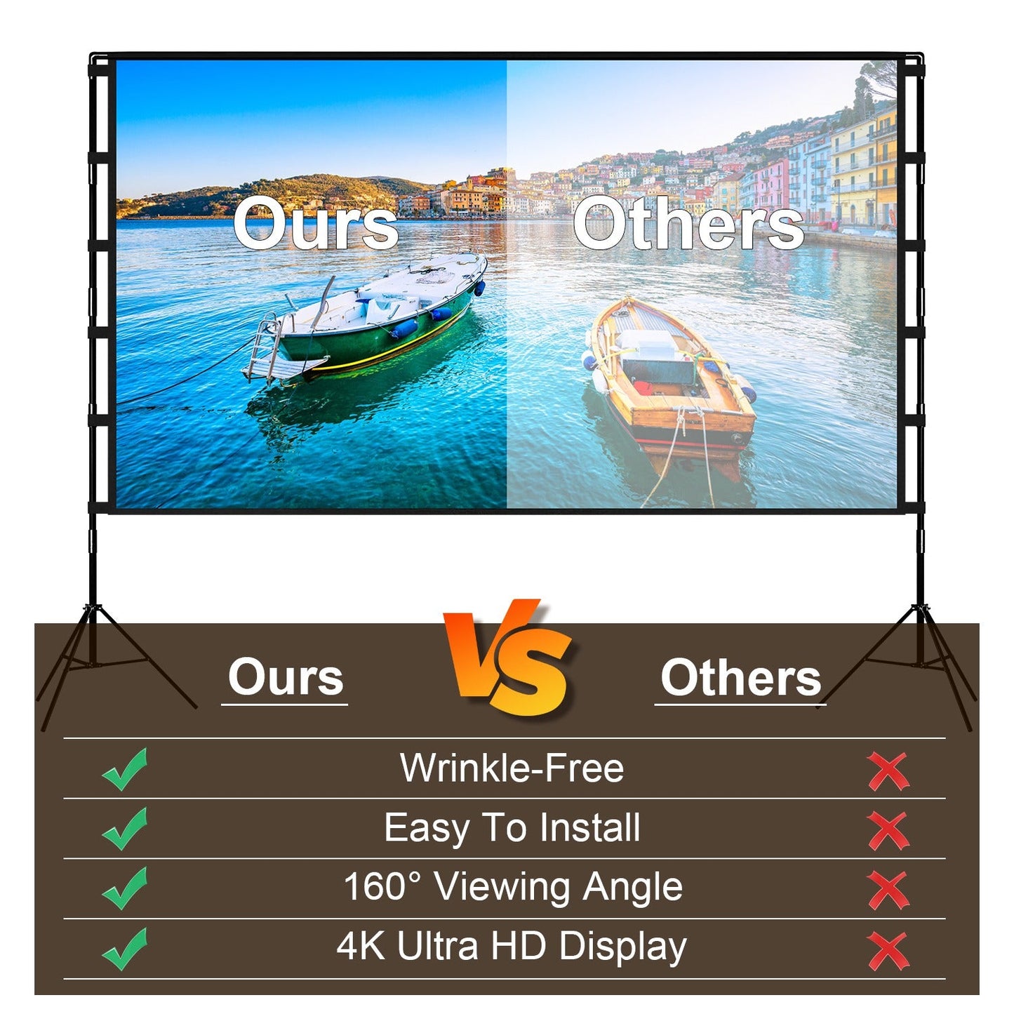 1Pc 120inch Or 100inch Projector Screen With Stand 16 9 4K HD Rear