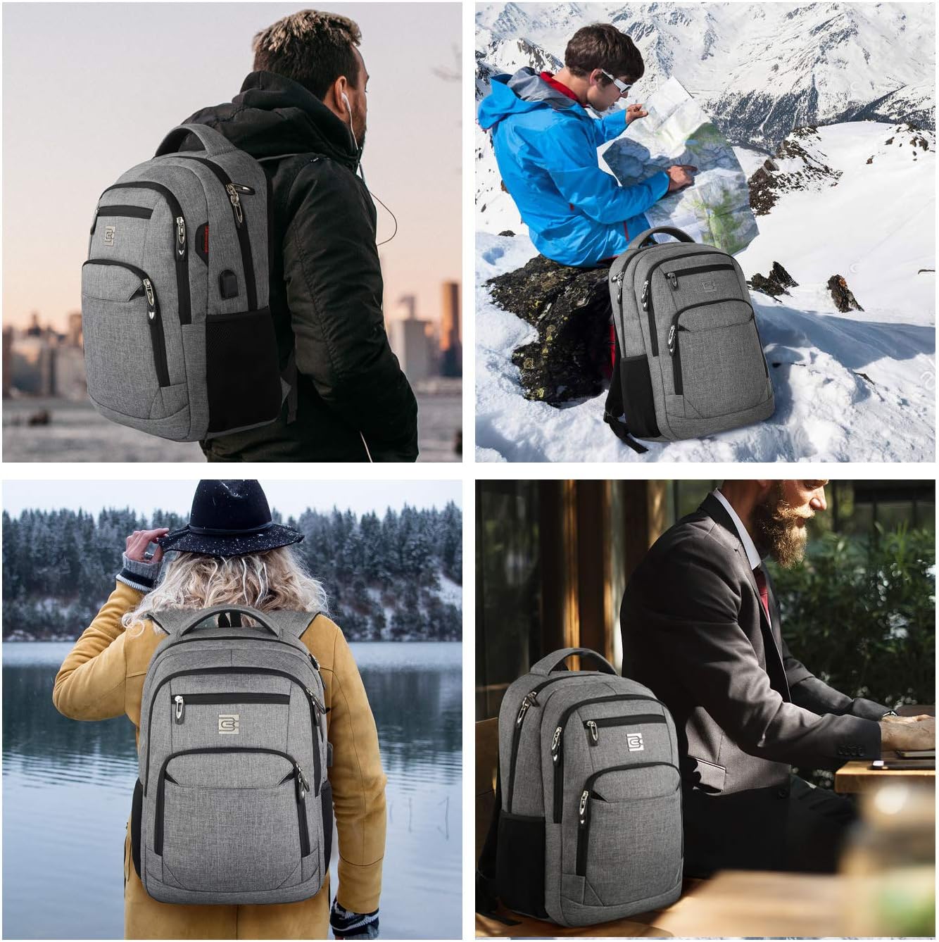 Slim Anti Theft Laptop Backpack 15.6 Inch USB Charging Travel Bag