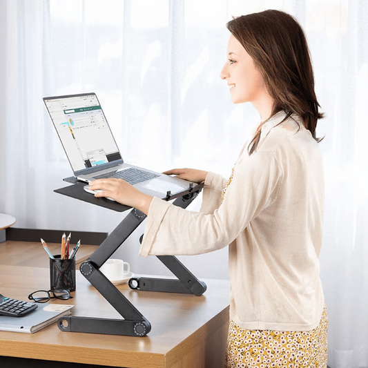 360° Adjustable Ergonomic Laptop Stand Aluminum Foldable Desk Stand with Mouse Pad