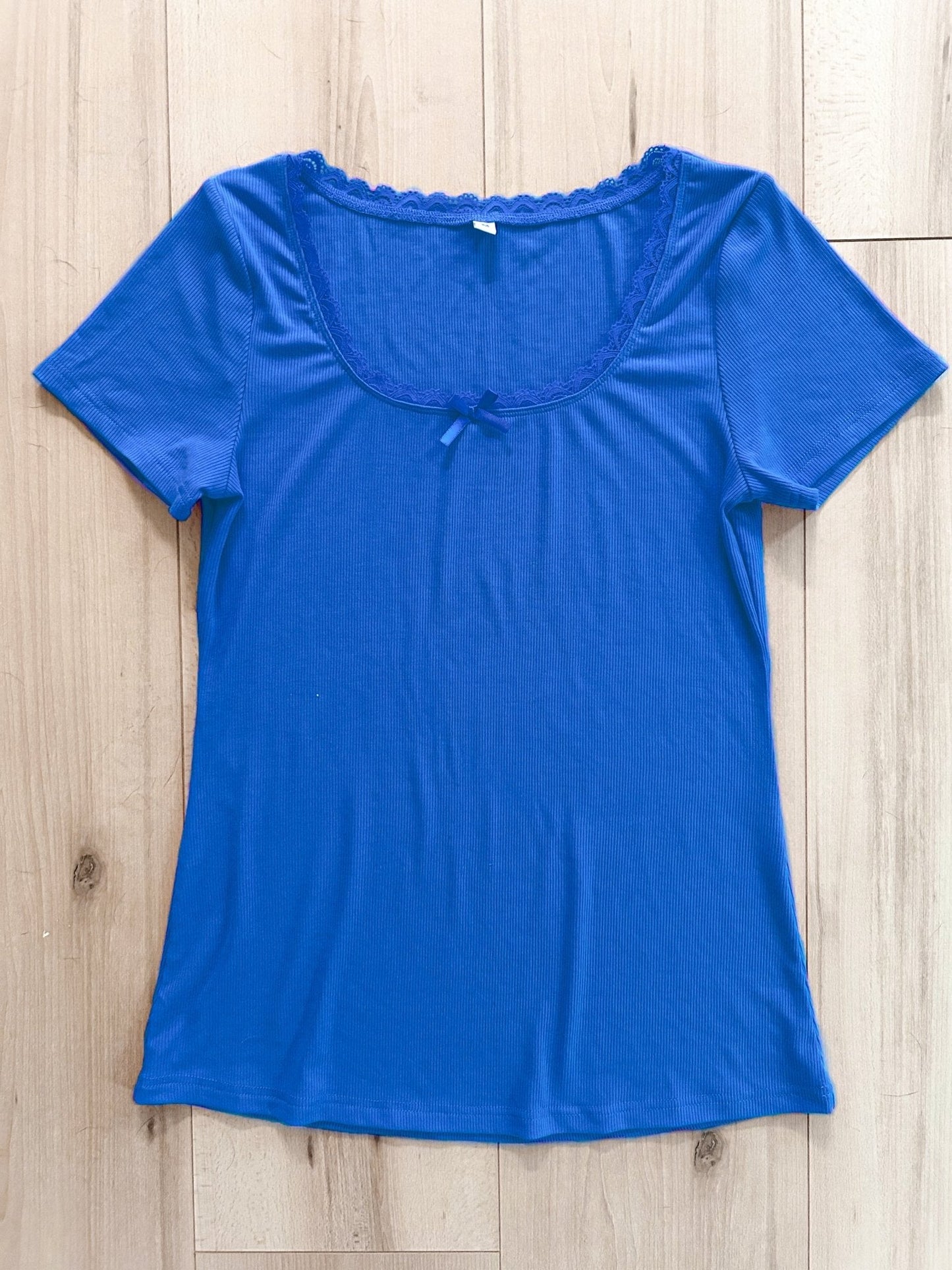 Lace Trim Forever Soft Ribbed Tee