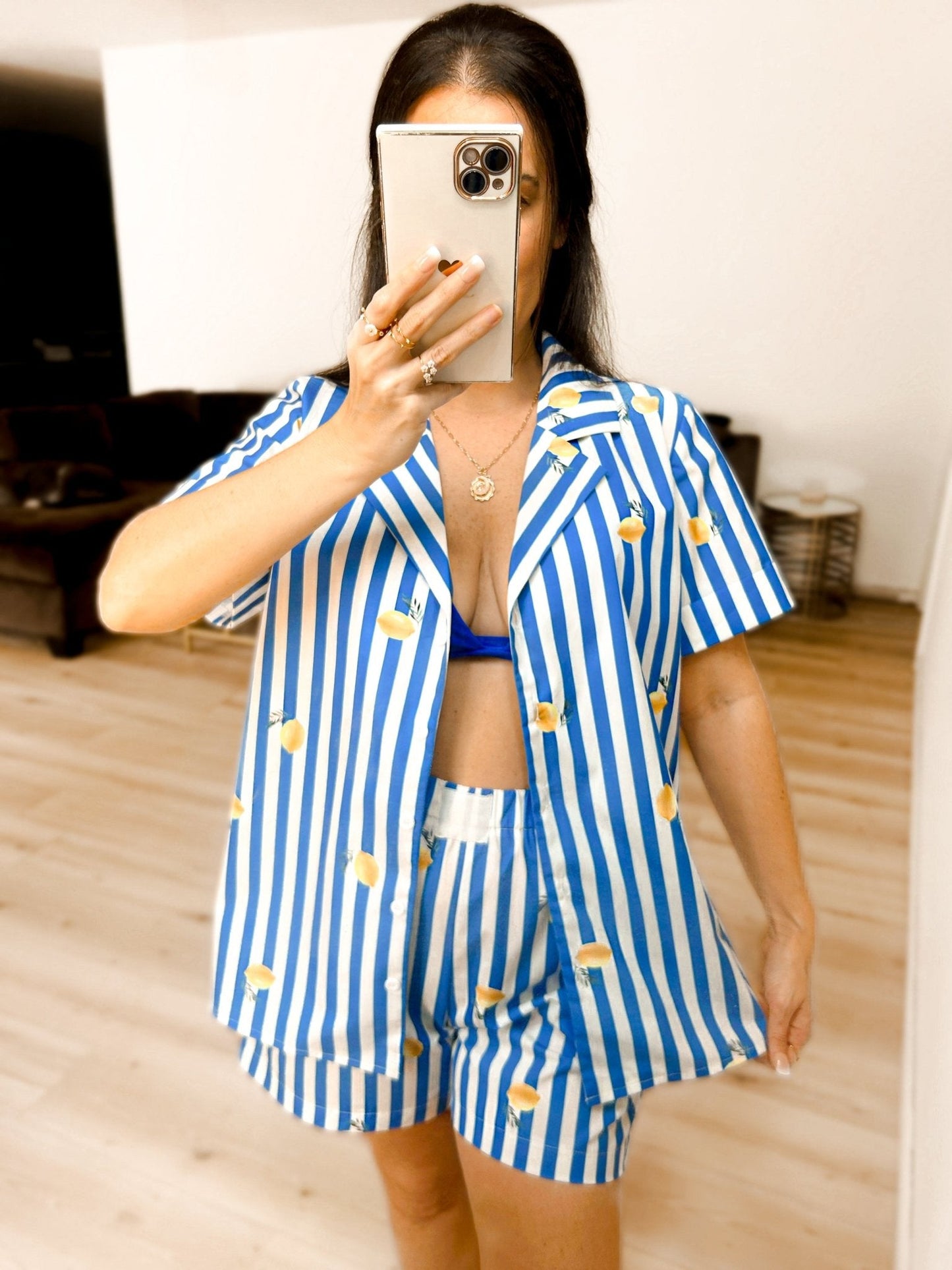 Lemon Drop Coastal Striped Two Piece Set