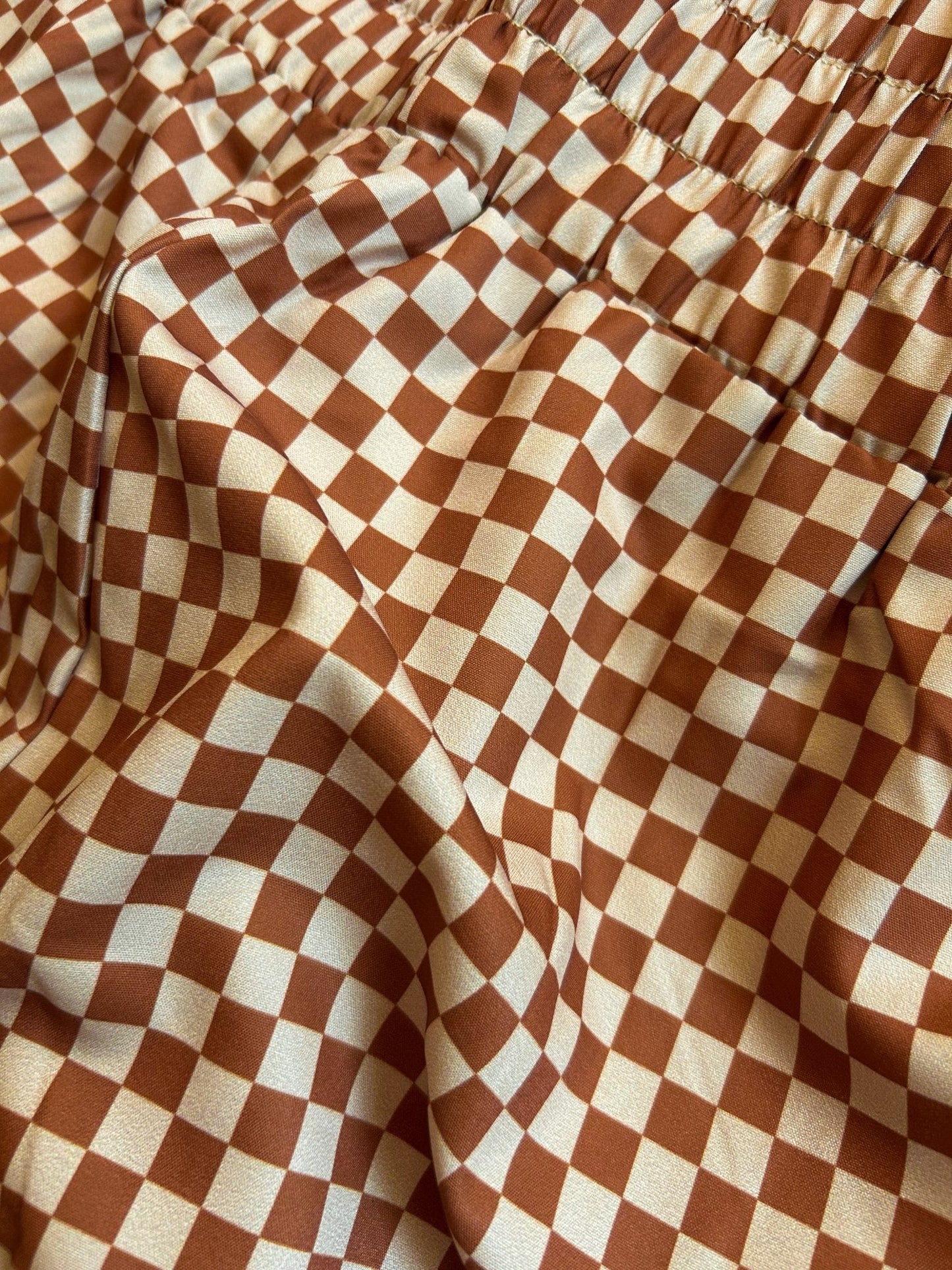 Checkered Tummy Control Athletic Shorts with Pockets